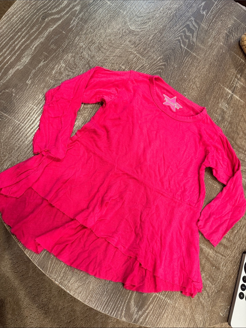 Hannah Girls Hot Pink Long Sleeve Ruffle Tunic Dress